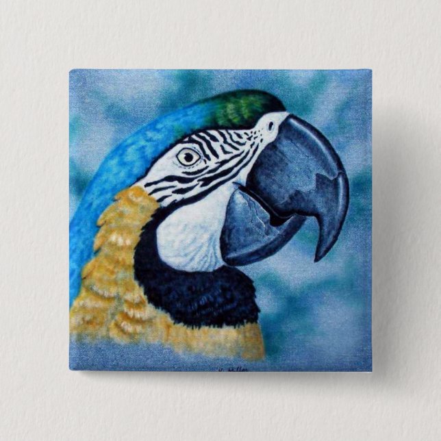 Macaw 15 Cm Square Badge (Front)