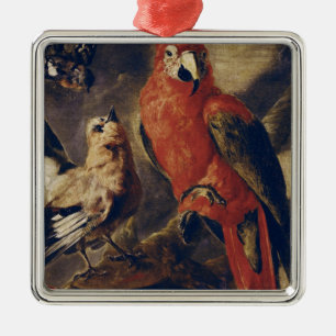 Macaw and Bullfinch Metal Tree Decoration