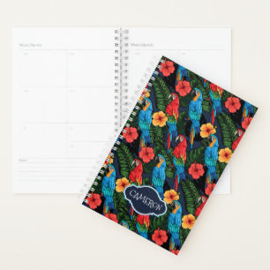 Macaw And Hibiscus Pattern Add Your Name Planner