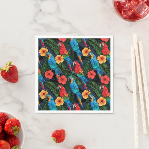 Macaw And Hibiscus Pattern Napkin