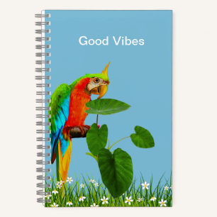 Macaw Bird and Plants Personalised Spiral Notebook