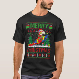 Macaw Bird Xmas Tree Lights Ugly Santa Macaw Chr T-Shirt
