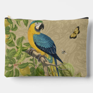 Macaw Blue Yellow Tropical Jungle Antique Accessory Pouch