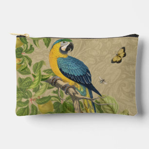 Macaw Blue Yellow Tropical Jungle Antique Accessory Pouch