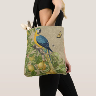 Macaw Blue Yellow Tropical Jungle Antique Tote Bag