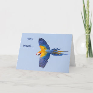 Macaw Flying Birthday Card