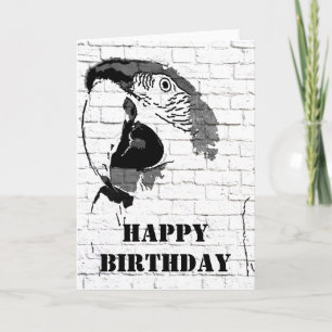 Macaw Graffiti Happy Birthday Card