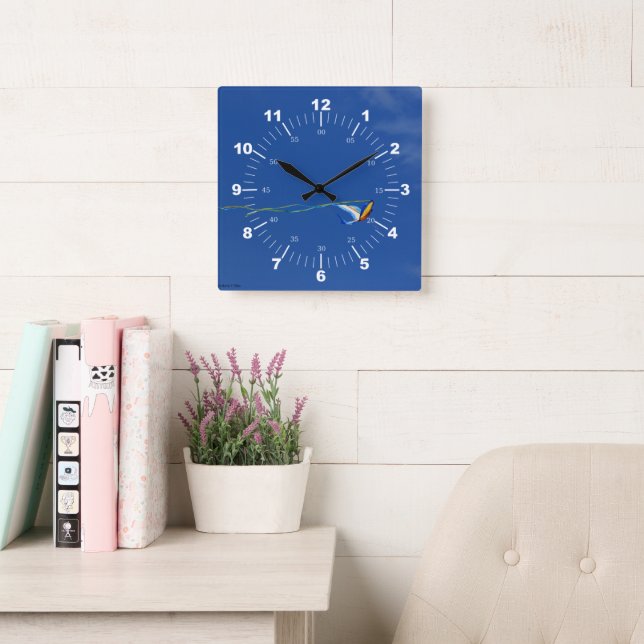 Macaw Kite Square Wall Clock (Reading Room)