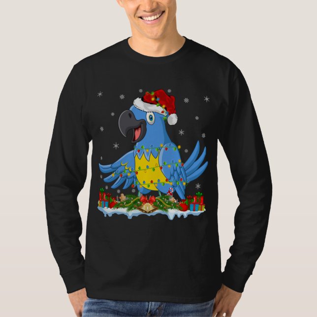Macaw Lover Family Matching Santa Hat Macaw Christ T-Shirt (Front)