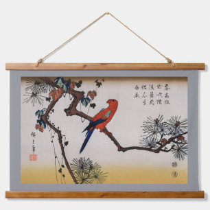 Macaw on Pine Branch, Hiroshige Hanging Tapestry
