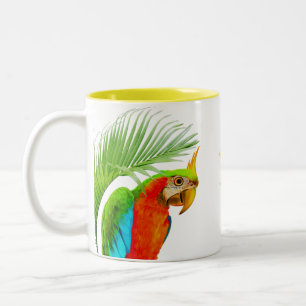 Macaw & Palm Leaves Two-Tone Coffee Mug