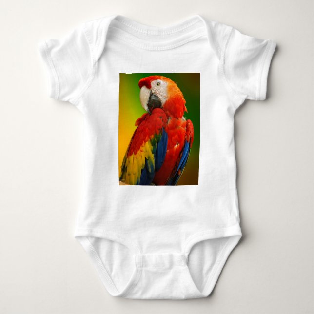 Macaw parrot baby bodysuit (Front)