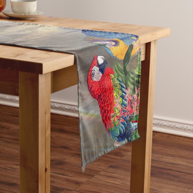 Macaw Parrot Bird Orchid Flower Table Runner (In Situ)