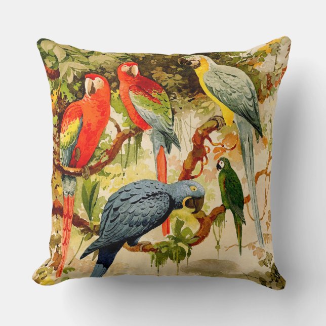 Macaw Parrot Birds Wildlife Animals Throw Pillow (Front)