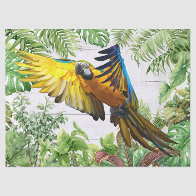 Macaw Parrot Blue Yellow Tropical Watercolor Tissue Paper (Front)