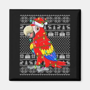 Macaw Parrot Christmas Lights Ugly Sweater Funny B Magnet