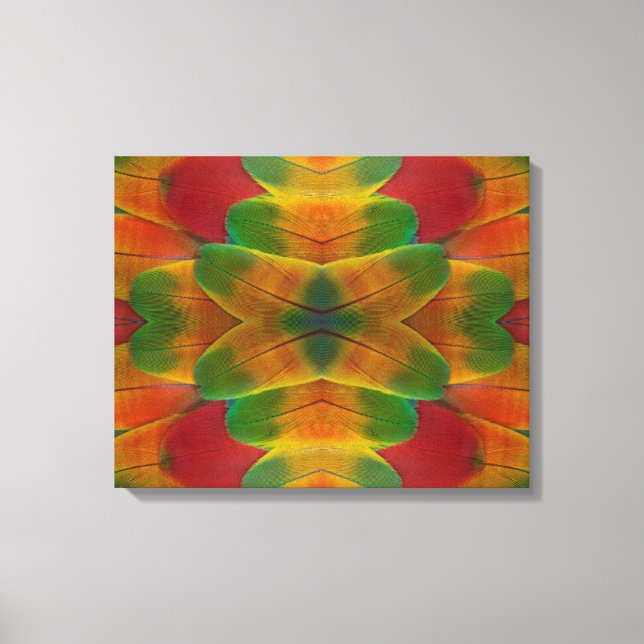 Macaw parrot feather kaleidoscope canvas print (Front)