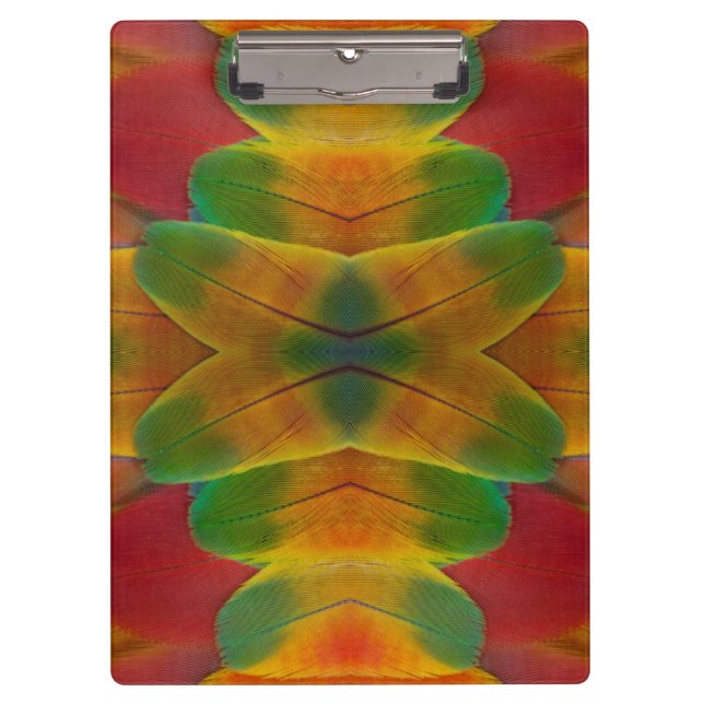Macaw parrot feather kaleidoscope clipboard (Front)