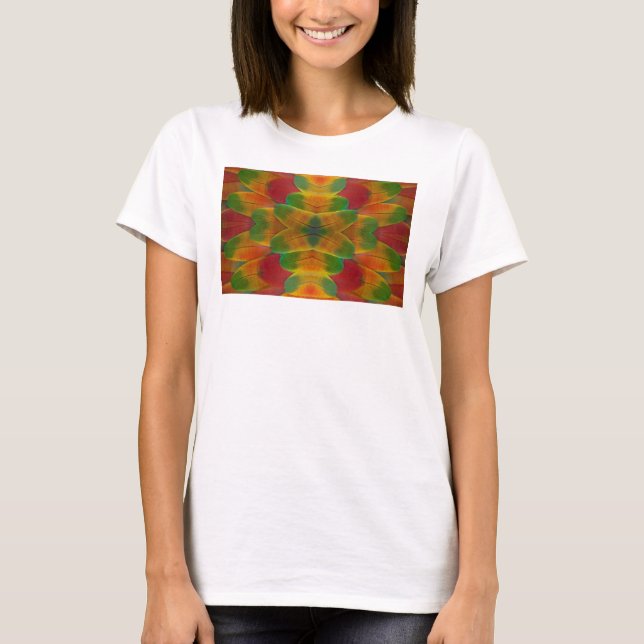 Macaw parrot feather kaleidoscope T-Shirt (Front)