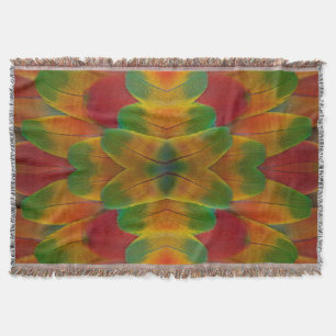 Macaw parrot feather kaleidoscope throw blanket
