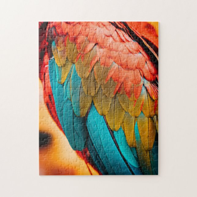 Macaw Parrot Feathers Up Close Jigsaw Puzzle (Vertical)