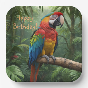 Macaw Parrot in the Jungle Paper Plate