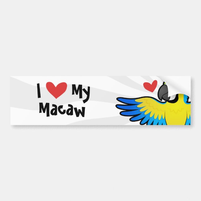 Macaw / Parrot Love Bumper Sticker (Front)
