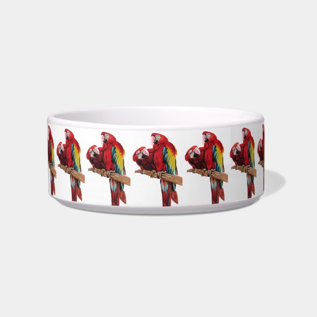Macaw parrot Macaws red birds Bird Drink Bowl (Front)