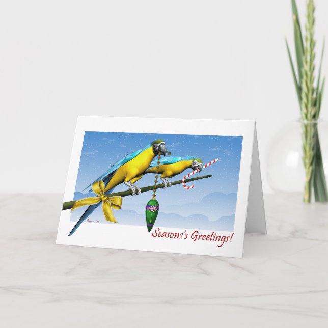 Macaw Parrot Ornaments Season's Greetings Card (Front)