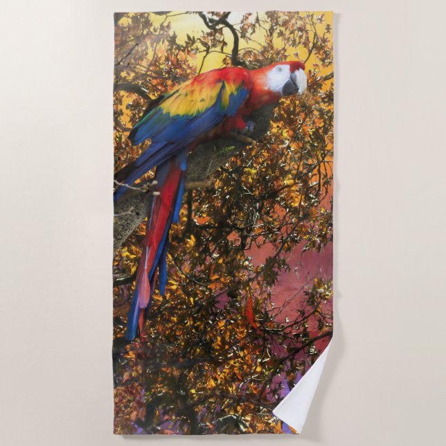 MACAW PARROT RAIN FOREST OUTPOST BEACH TOWEL (Front)