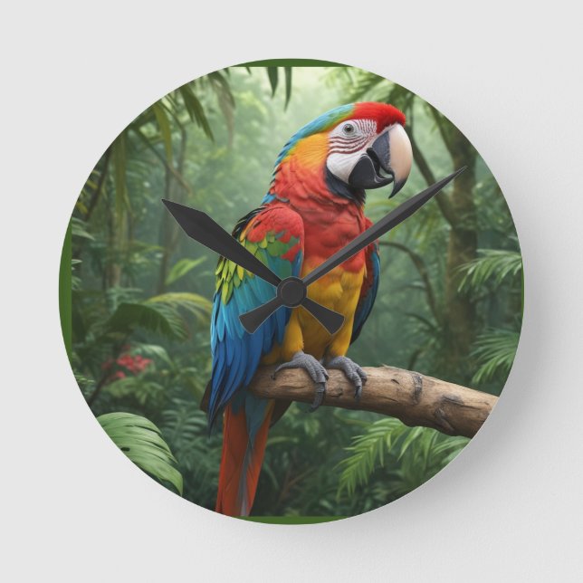 Macaw Parrot Round Clock (Front)