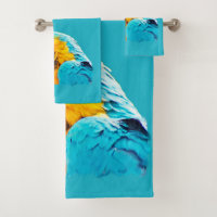 Macaw portrait on a turquoise background