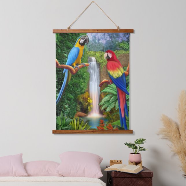 Macaw Tropical Parrots Hanging Tapestry (Bedroom)