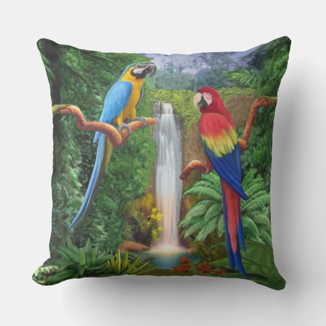 Macaw Tropical Parrots Outdoor Cushion (Front)