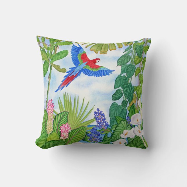 Macaw Watercolor Cushion (Front)