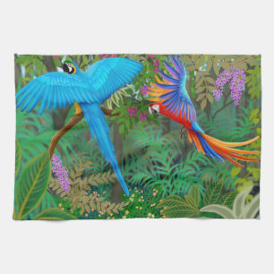 Macaws in Central American Jungle Kitchen Towel