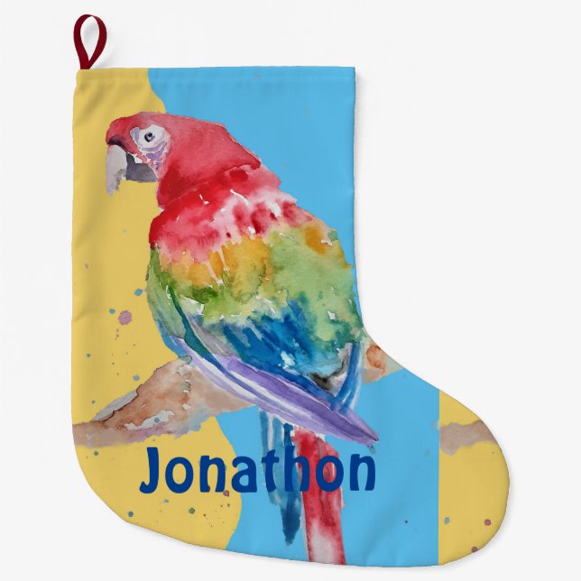 Macaws Macaw Parrot Boys Name Christmas Stocking (Front)