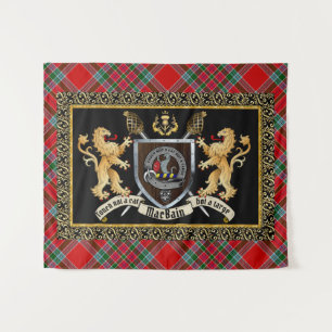 MacBain Clan Badge & Motto w/Lions Tapestry