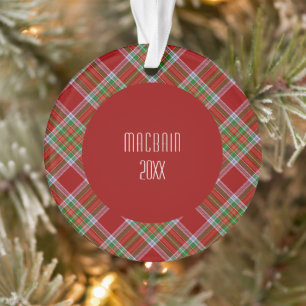 MacBain Clan Red and Green Highland Plaid Ornament