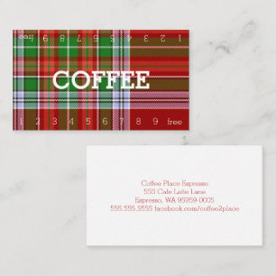 MacBain Tartan Double Number Coffee Punch-Card Loyalty Card