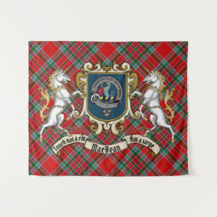 MacBean Clan Badge & Unicorns w/Tartan Tapestry