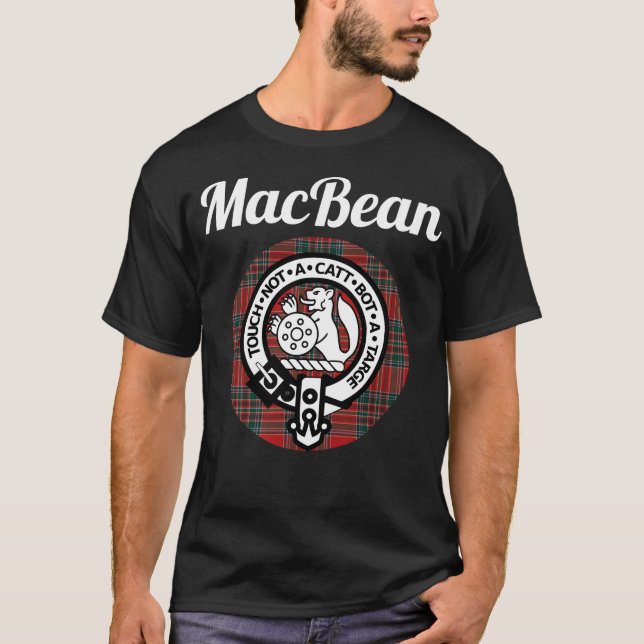 MacBean Clan Scottish Name Coat Of Arms Tartan T-Shirt (Front)