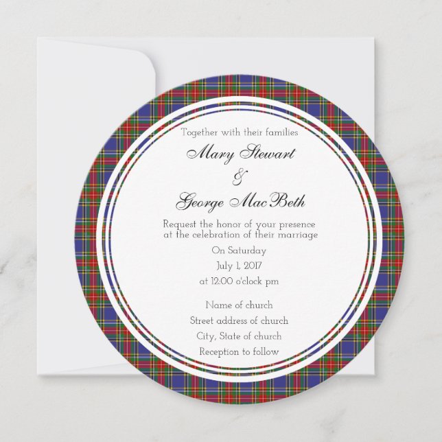 MacBeth Scottish Wedding Round Invitation (Front)