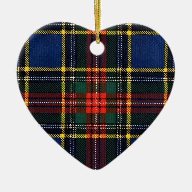 Macbeth Tartan- Monogram Ceramic Tree Decoration (Front)