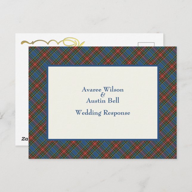 MacBeth Tartan Postcard Wedding Response  (Front/Back)