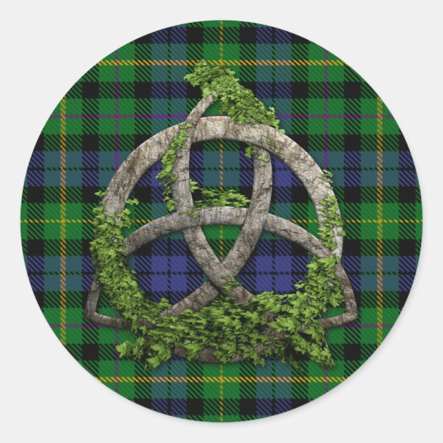 MacBride Tartan And Celtic Trinity Knot Classic Round Sticker (Front)