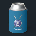 Maccabee Shield And Spears Can Cooler<br><div class="desc">A depiction of a Maccabee's shield and two spears. The shield is adorned by a lion and text reading "Yisrael" (Israel) in the Paleo-Hebrew alphabet. English text "Maccabee" also appears. Add your own additional text on the reverse side. The Maccabees were Jewish rebels who freed Judea from the yoke of...</div>