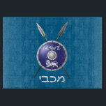 Maccabee Shield And Spears Cutting Board<br><div class="desc">A depiction of a Maccabee's shield and two spears. The shield is adorned by a lion and text reading "Yisrael" (Israel) in the Paleo-Hebrew alphabet. "Maccabee" also appears in modern Hebrew. The Maccabees were Jewish rebels who freed Judea from the yoke of the Seleucid Empire. Chanukkah is not just a...</div>