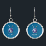 Maccabee Shield And Spears Earrings<br><div class="desc">A depiction of a Maccabee's shield and two spears. The shield is adorned by a lion and text reading "Yisrael" (Israel) in the Paleo-Hebrew alphabet. Modern Hebrew text reading "Maccabee" also appears. You may change the background colour. The Maccabees were Jewish rebels who freed Judea from the yoke of the...</div>