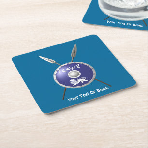 Maccabee Shield And Spears Square Paper Coaster
